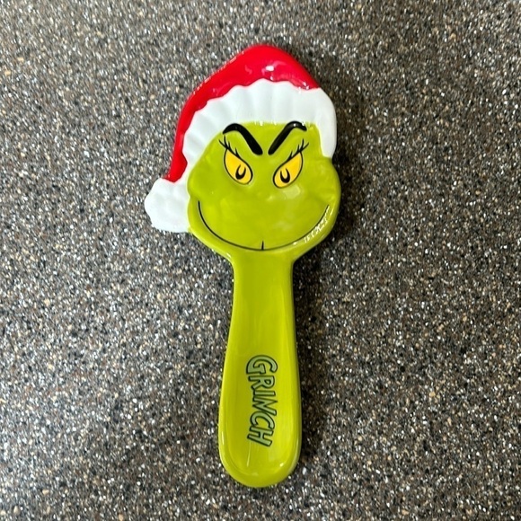 NEW GRINCH IN SANTA HAT CERAMIC SPOON REST - Picture 1 of 8